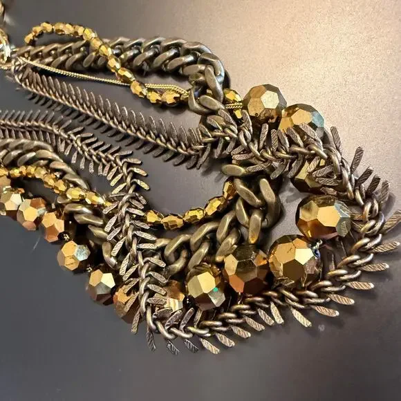 A.V. Max Mixed Metal Beaded Layered Gold Tone Necklace - Picture 7 of 9
